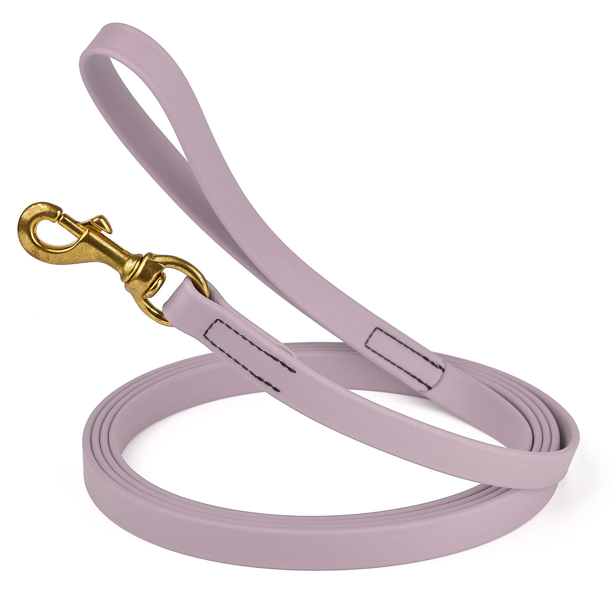 20 ft dog leash with brass snap hook, 3/4in wide, made from waterproof Biothane, Pastel Purple