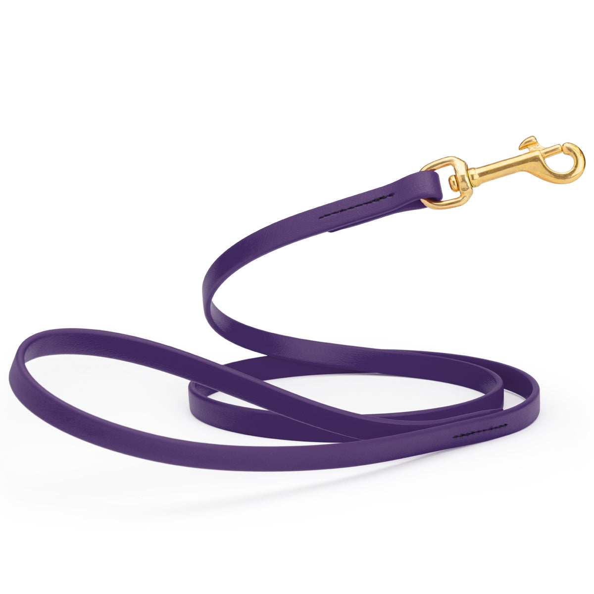 4ft dog leash made from waterproof Biothane, brass swivel clip, 1/2 inch wide, Violet Purple