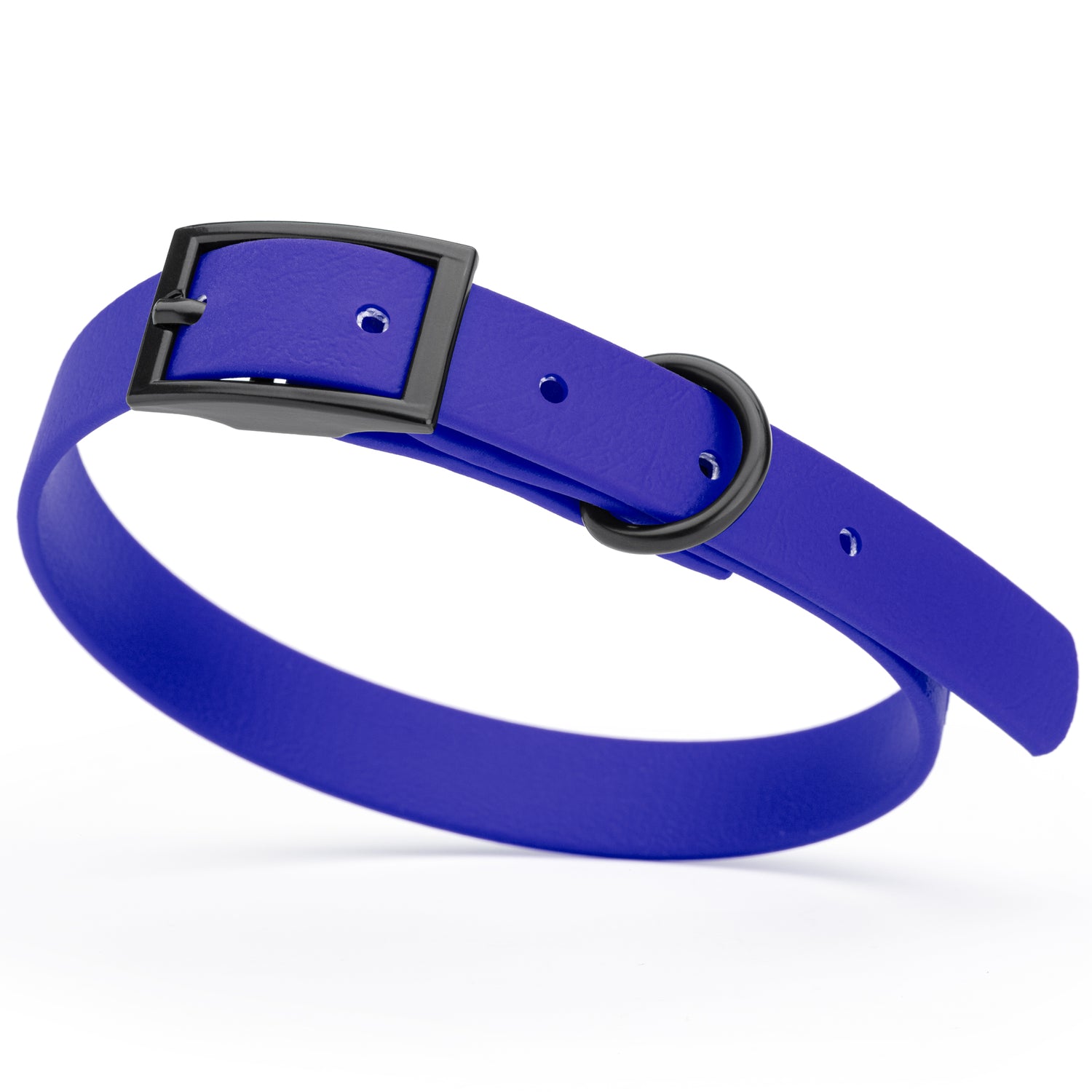 Blueberry Biothane dog collar with black metal buckle and D-ring, width 5/8 inches, fits small dogs