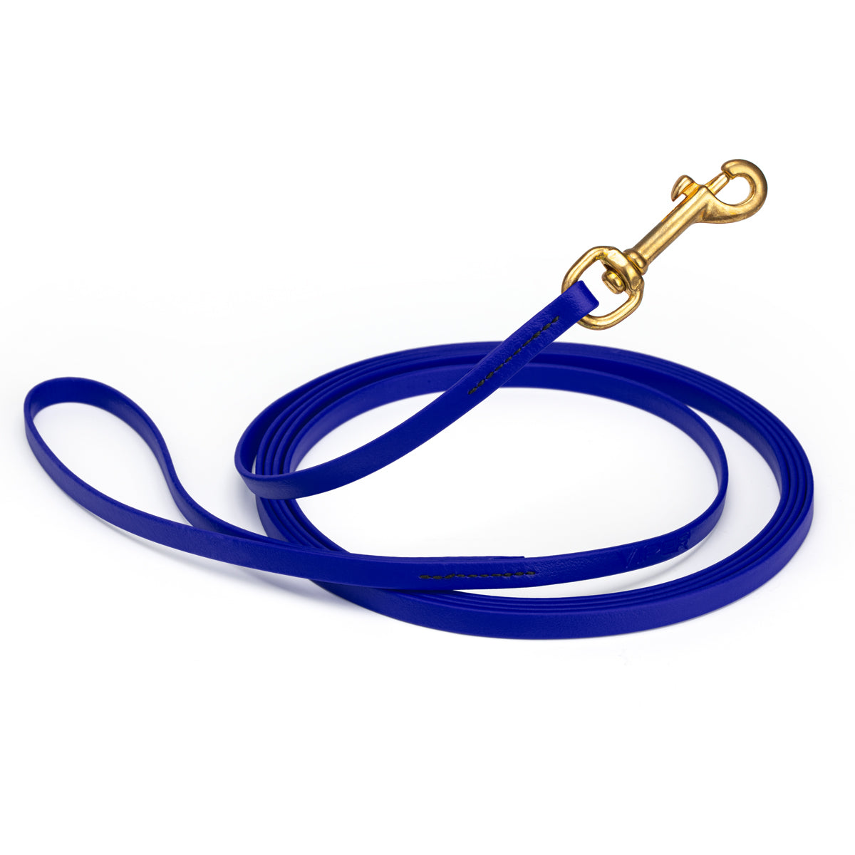 Waterproof Blueberry dog leash, 20 ft long, 3/8 in wide, made from Biothane with brass hardware