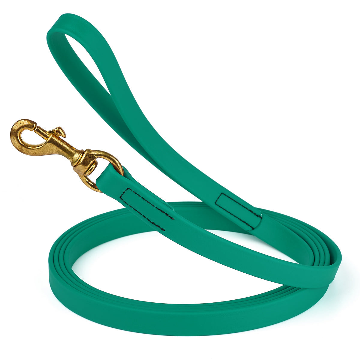 20 ft dog leash with brass snap hook, 3/4in wide, made from waterproof Biothane, Teal