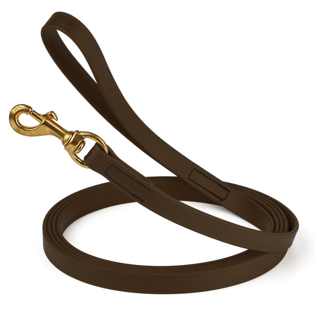 20 ft dog leash with brass snap hook, 3/4in wide, made from waterproof Biothane, Dark Chocolate Brown