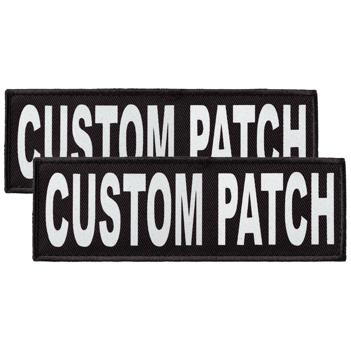 Personalized patch for dog harness, dog vest or dog collar with White Glitter lettering, hook and loop fastener type