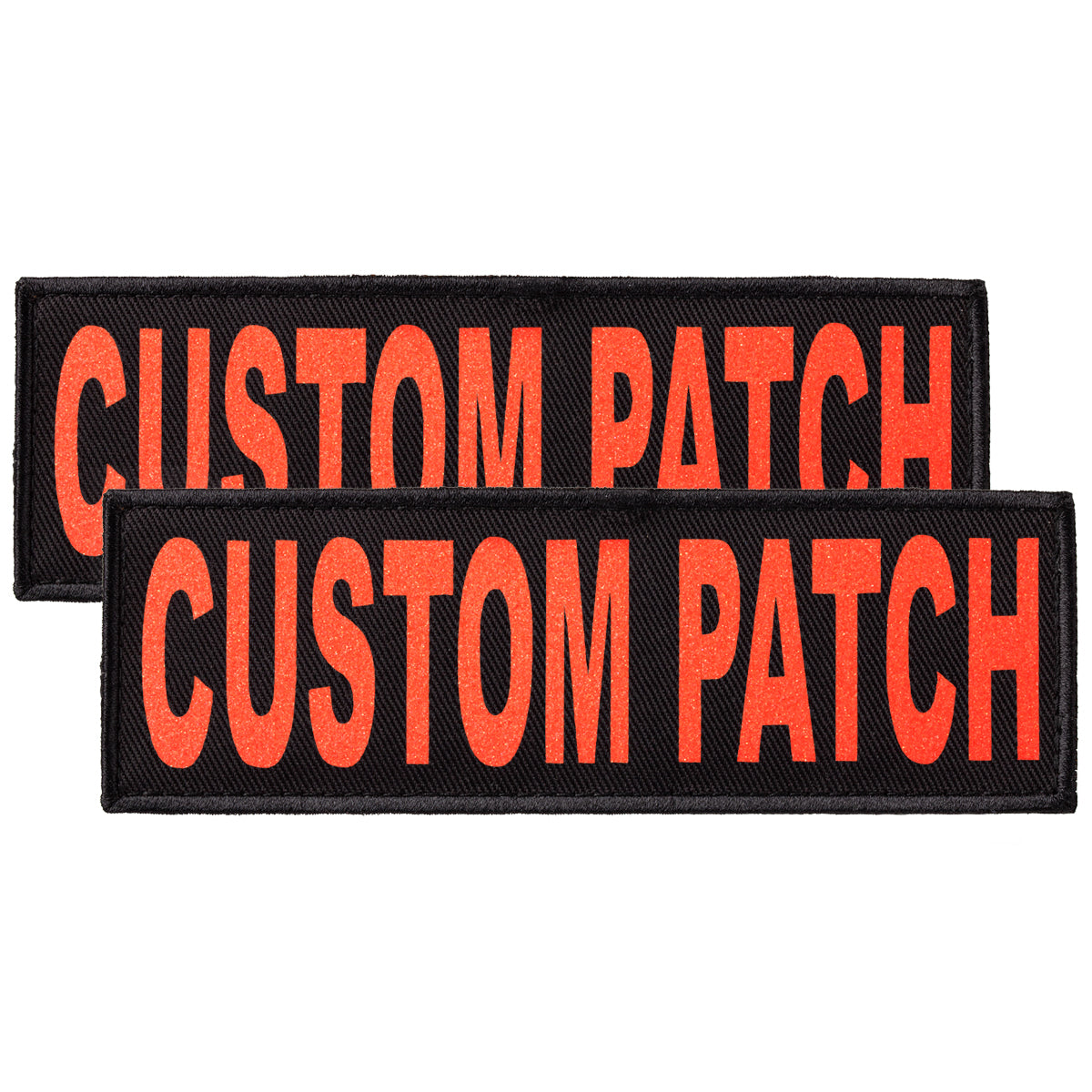 Personalized patch for dog harness, dog vest or dog collar with Grapefruit Glitter lettering, hook and loop fastener type