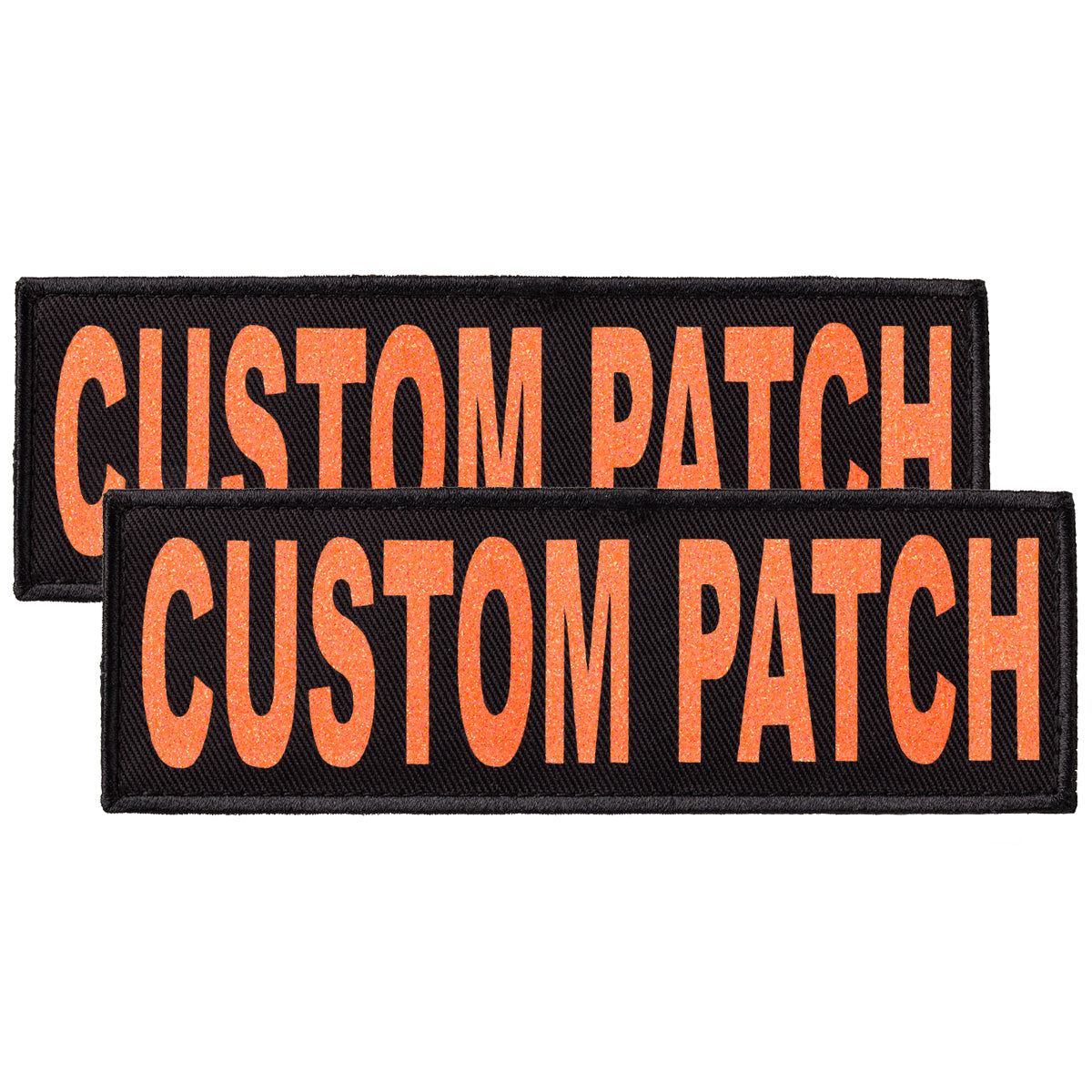 Personalized patch for dog harness, dog vest or dog collar with Peach Glitter lettering, hook and loop fastener type