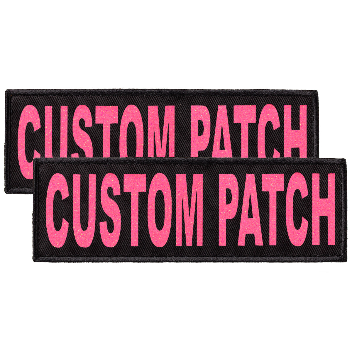 Personalized patch for dog harness, dog vest or dog collar with Pink Glitter lettering, hook and loop fastener type