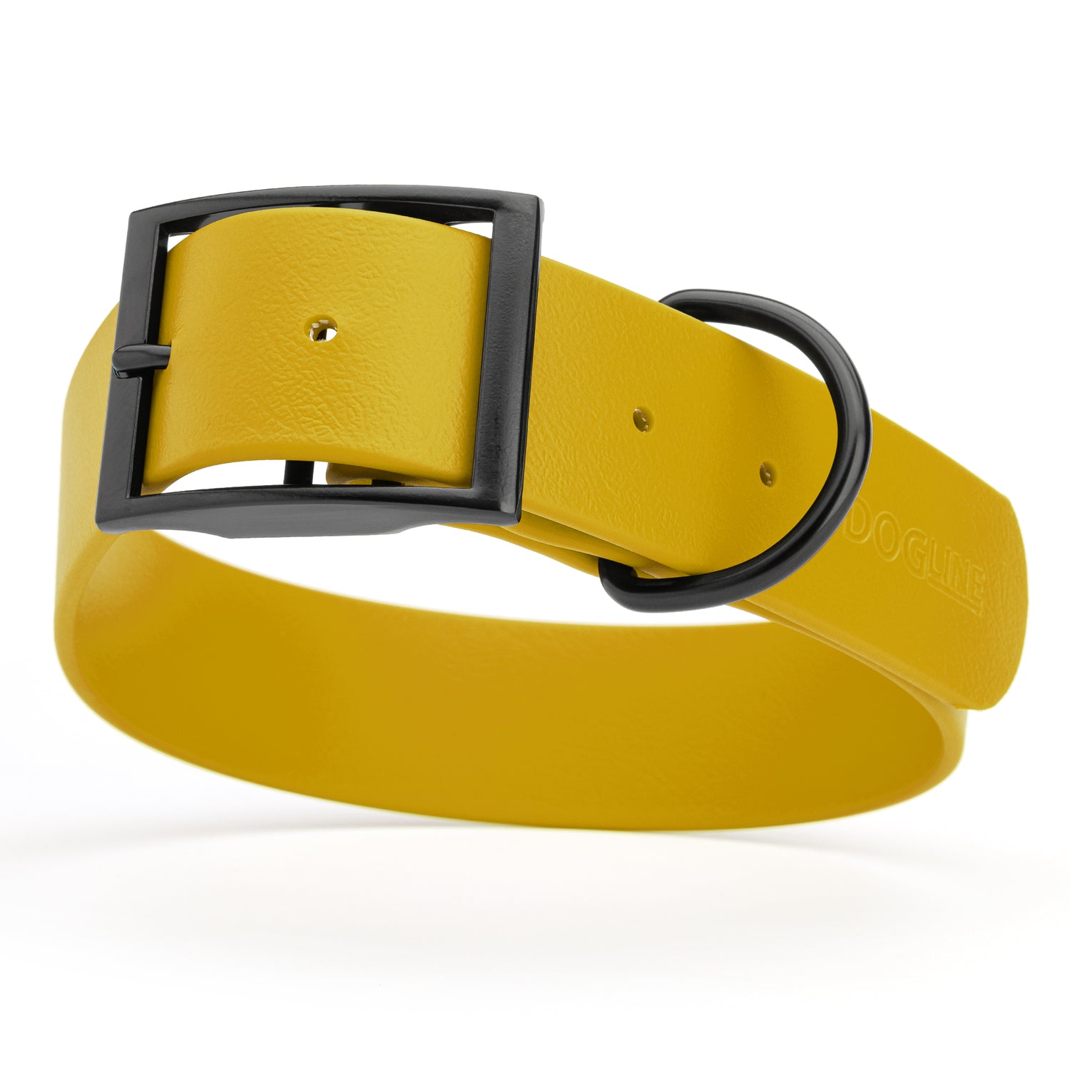 Treasure Gold Biothane waterproof collar for large and giant dogs, width 1.5 inches, black metal buckle and D-ring