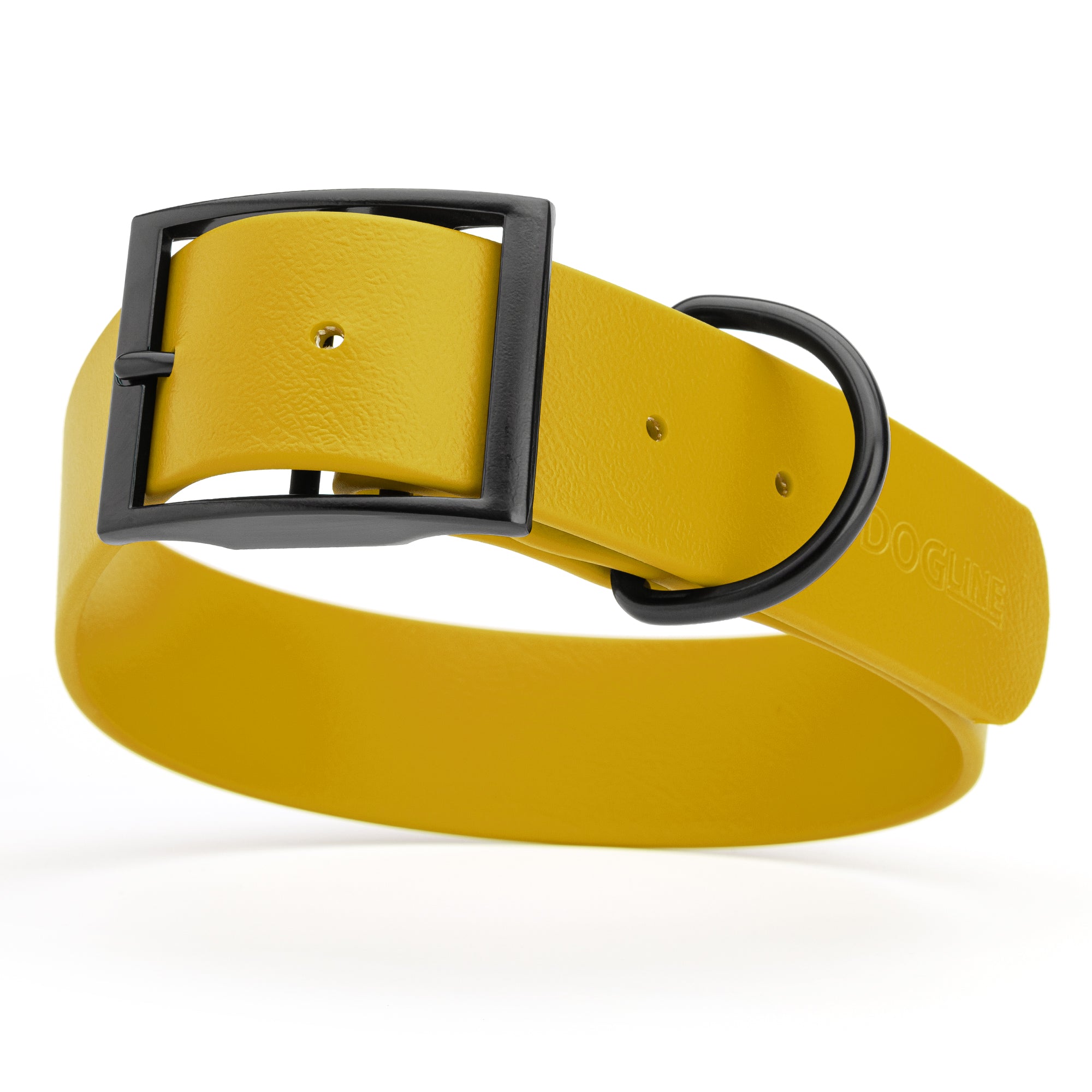 Treasure Gold Biothane waterproof collar for large and giant dogs, width 1.5 inches, black metal buckle and D-ring