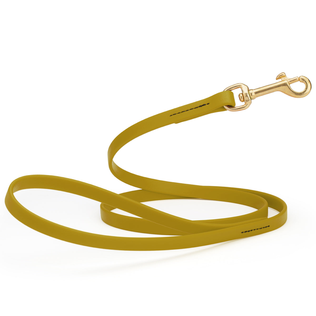 4ft dog leash made from waterproof Biothane, brass swivel clip, 1/2 inch wide, Treasure Gold