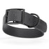 Black waterproof collar for large dogs, 1.5 inches wide, made from Biothane, with black metal hardware