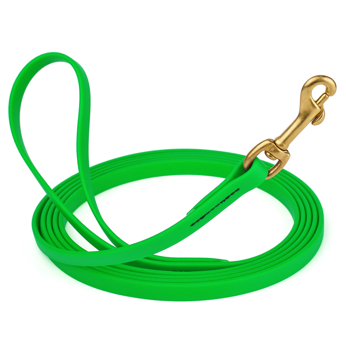 Tropical Green Biothane leash for dogs with brass snap, length 20 feet, width 1/2 inch