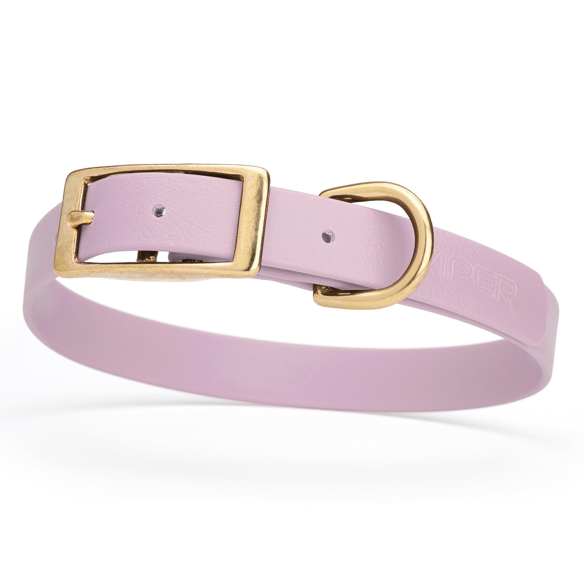 Biothane dog collar with brass buckle and D-ring, waterproof, fits medium dogs, width 3/4 inch, Pastel Purple