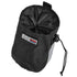 Black dog treat pouch with drawstring, reflective strip and waste bag dispenser