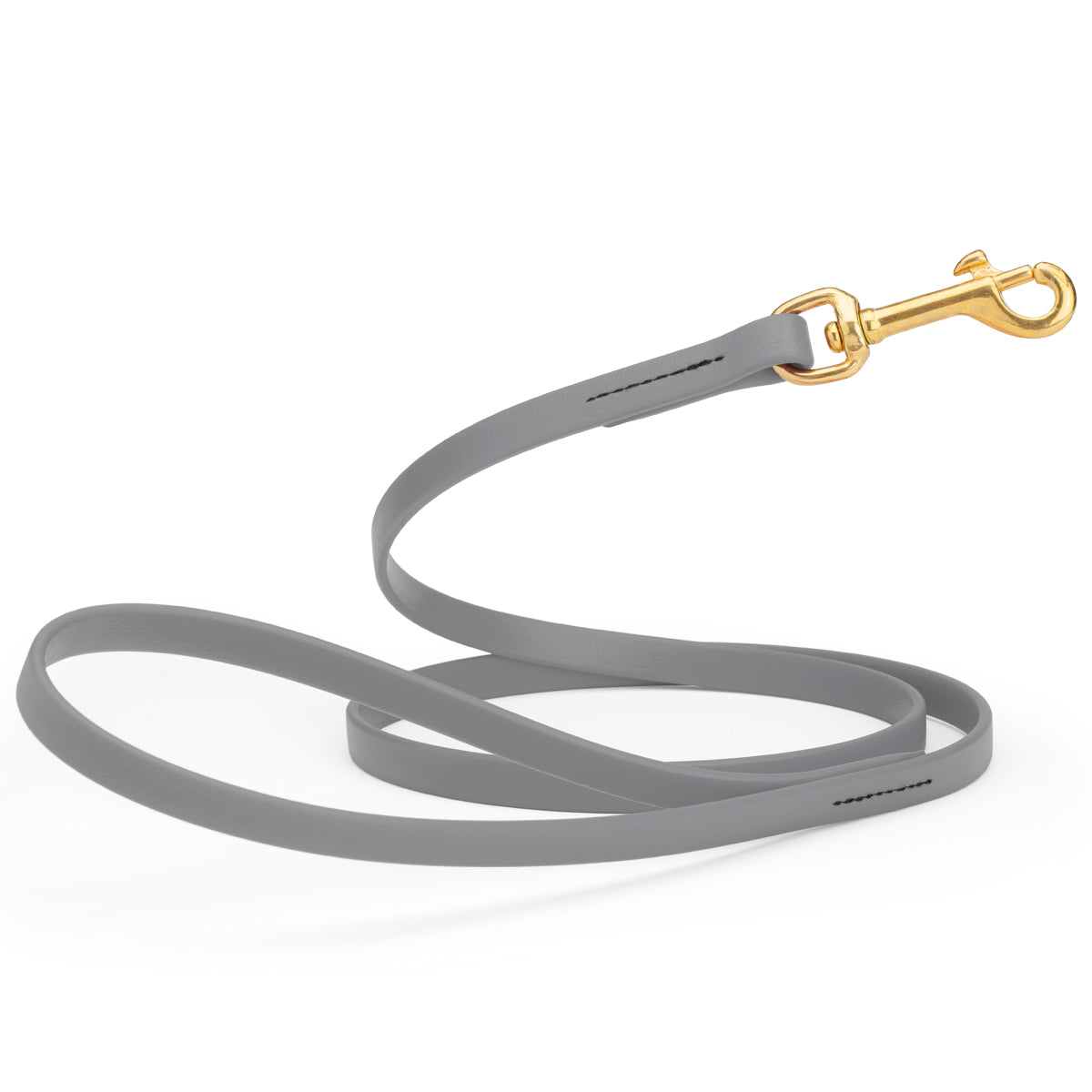 4ft dog leash made from waterproof Biothane, brass swivel clip, 1/2 inch wide, Battleship Gray