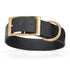 Black waterproof collar for large dogs with brass buckle and D-ring, made from Biothane, size XL, 1.5-inch wide
