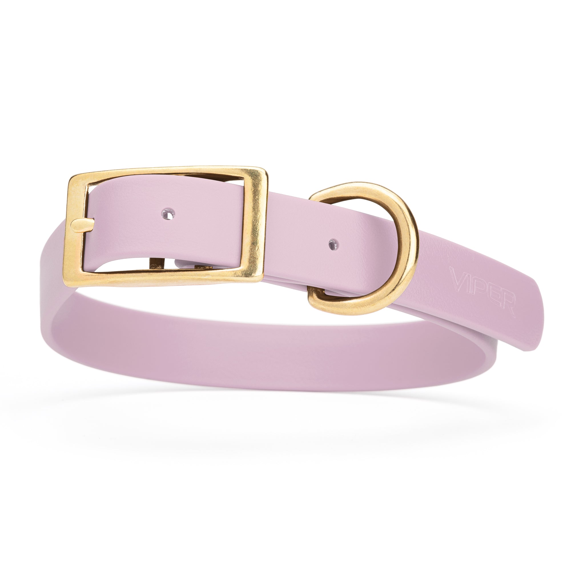 Pastel Purple dog collar with brass hardware, made from waterproof Biothane, 1-inch wide, fits large dogs