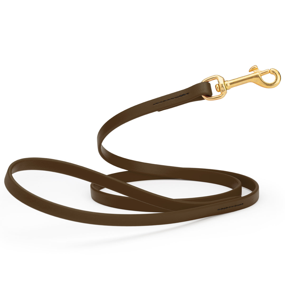 4ft dog leash made from waterproof Biothane, brass swivel clip, 1/2 inch wide, Dark Chocolate Brown