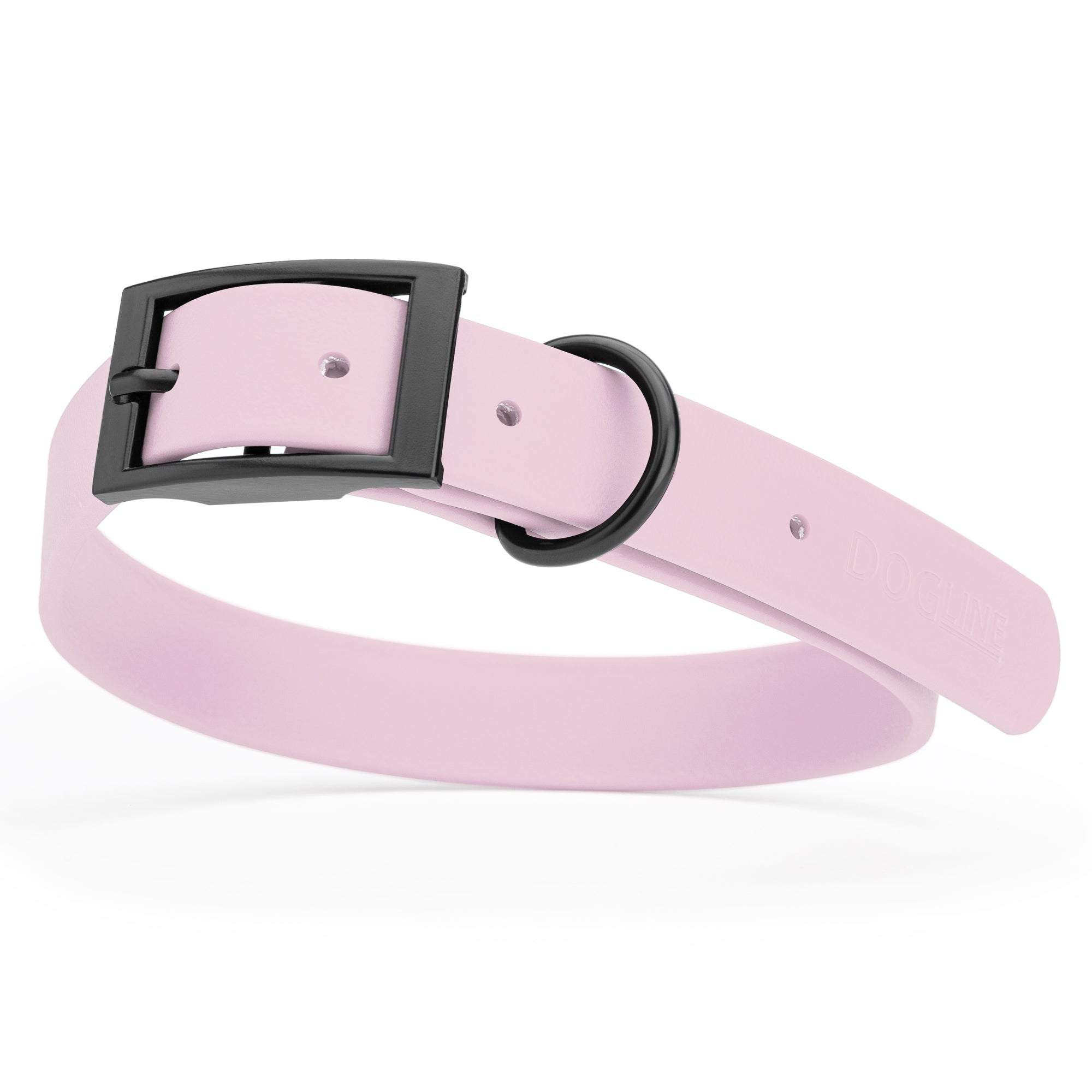 Pastel Purple Biothane dog collar with black metal buckle and D-ring, width: 1 inch, x-large