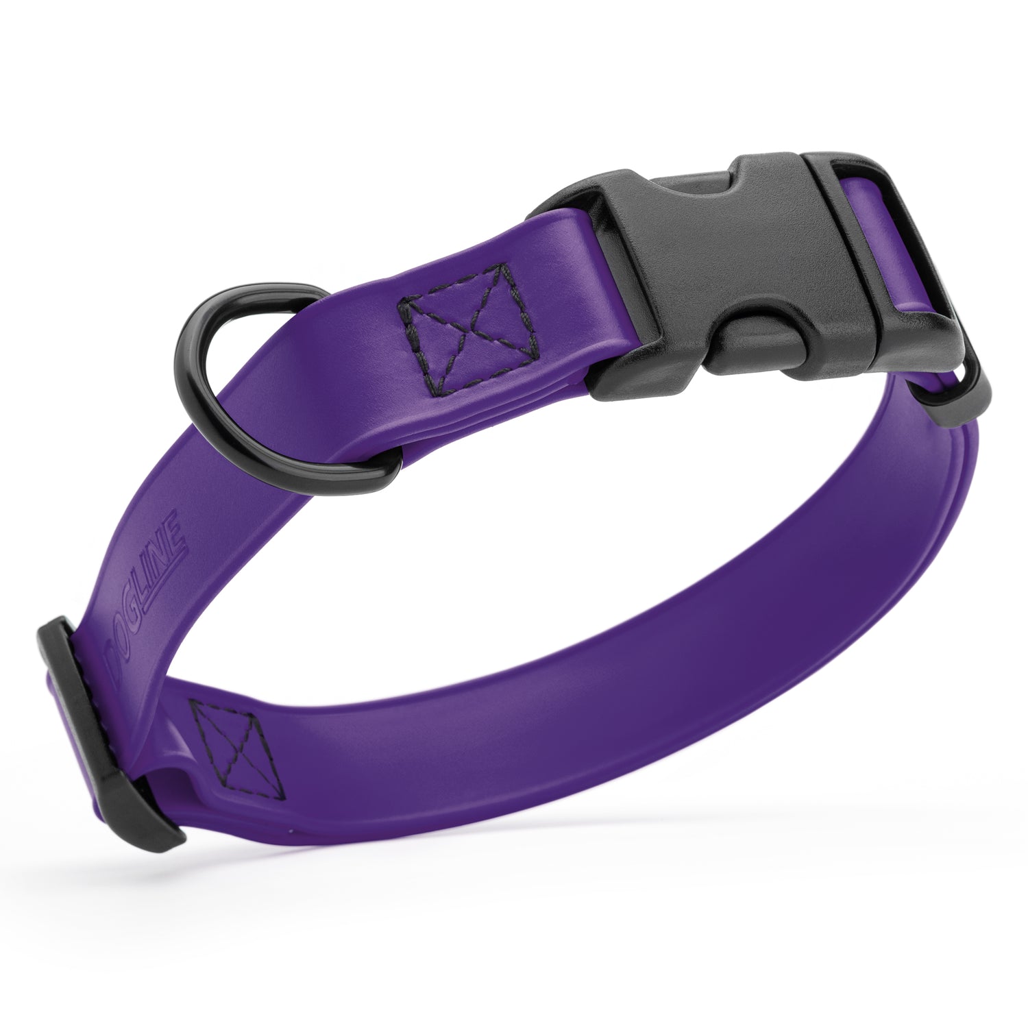 Violet Purple waterproof dog collar made from Biothane with black quick release buckle and D-ring, adjustable