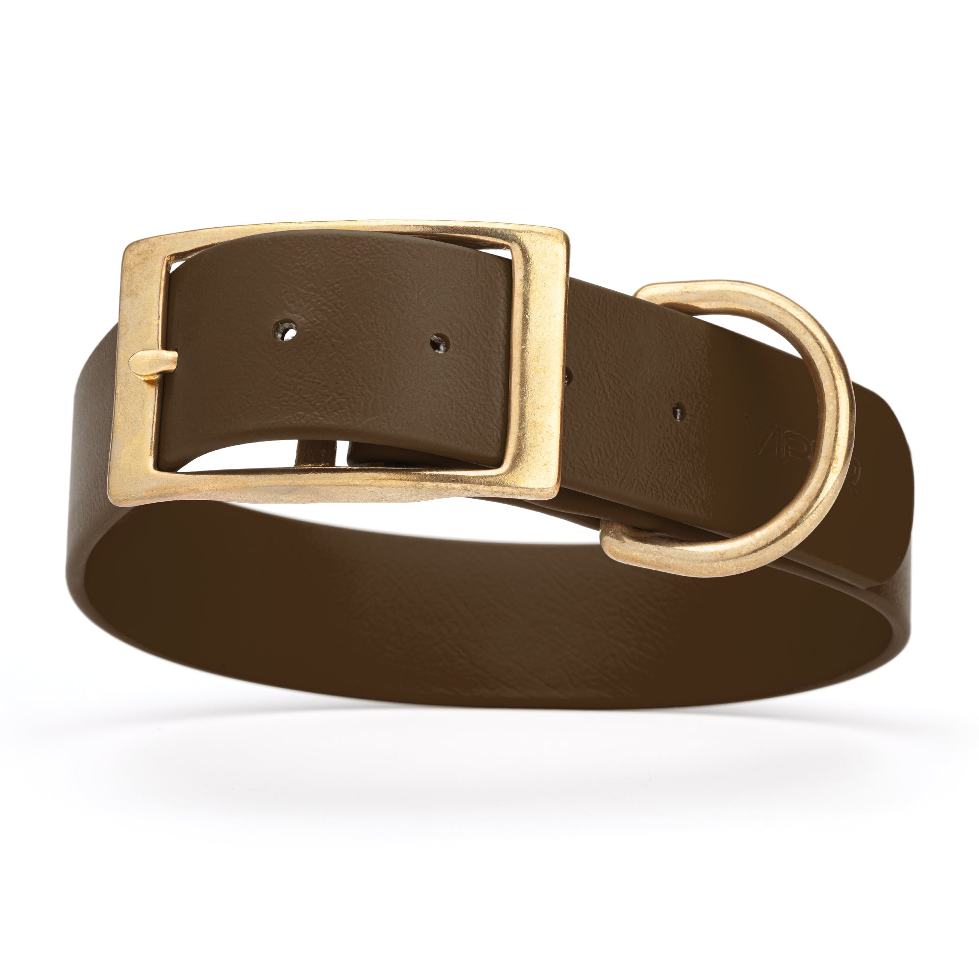 Dark Chocolate Brown waterproof collar for large dogs with brass buckle and D-ring, made from Biothane, size XL, 1.5-inch wide