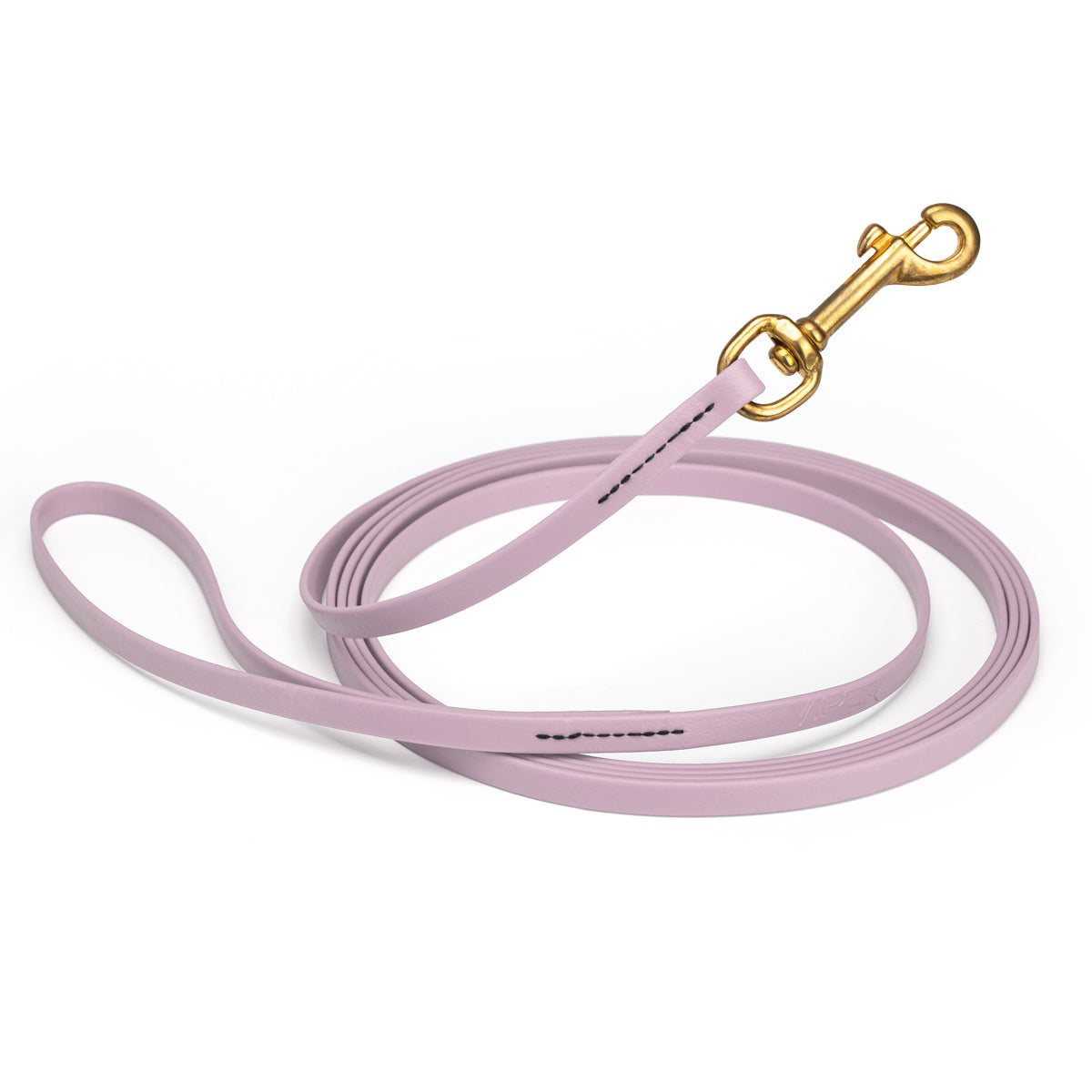 Waterproof Pastel Purple dog leash, 20 ft long, 3/8 in wide, made from Biothane with brass hardware