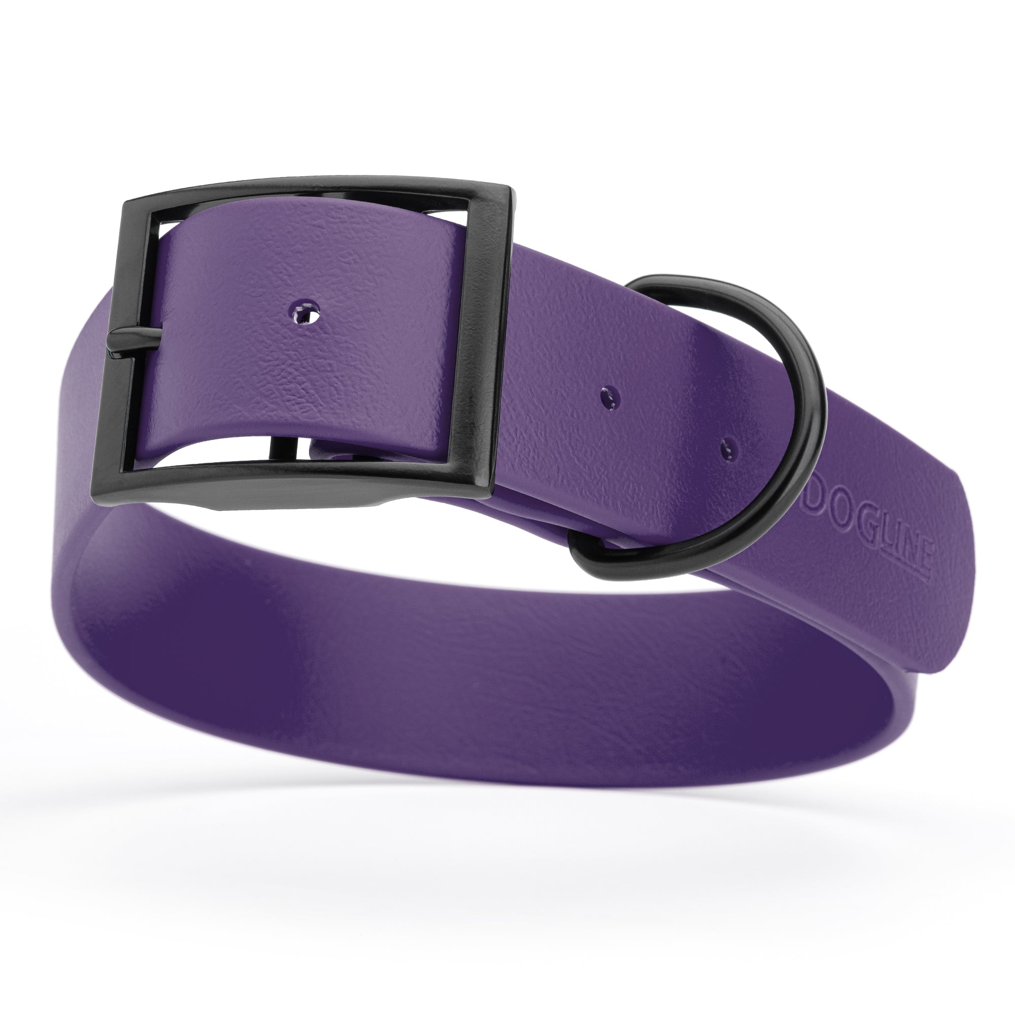 Violet Purple Biothane waterproof collar for large and giant dogs, width 1.5 inches, black metal buckle and D-ring