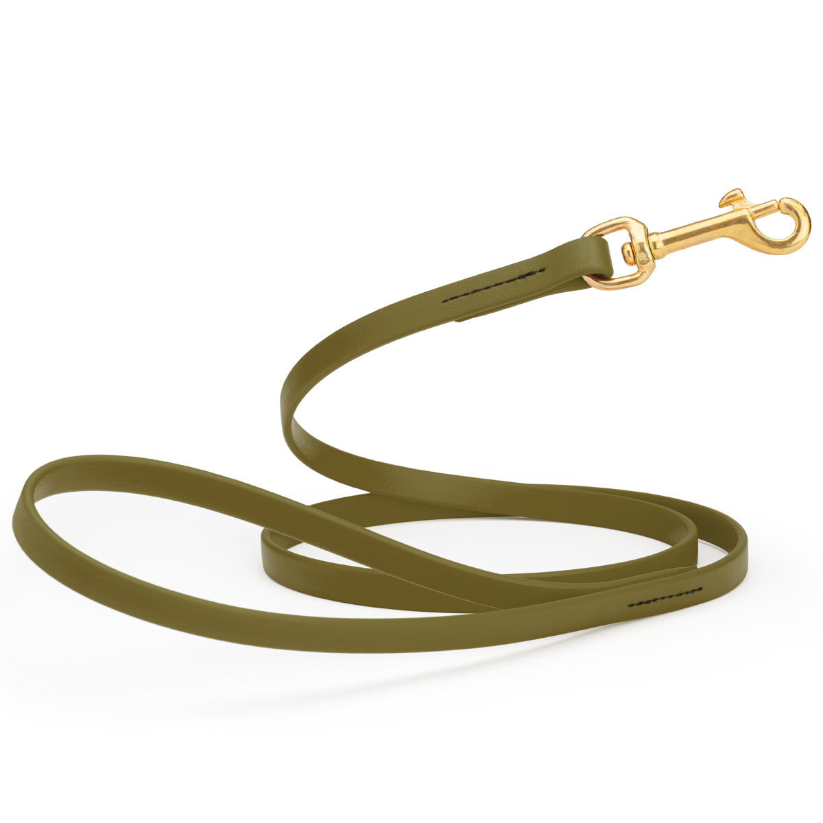 4ft dog leash made from waterproof Biothane, brass swivel clip, 1/2 inch wide, Olive Drab Green