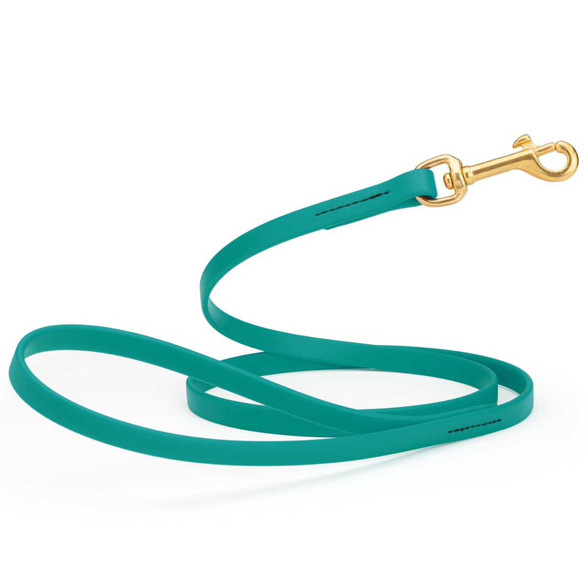 4ft dog leash made from waterproof Biothane, brass swivel clip, 1/2 inch wide, Blue Aqua