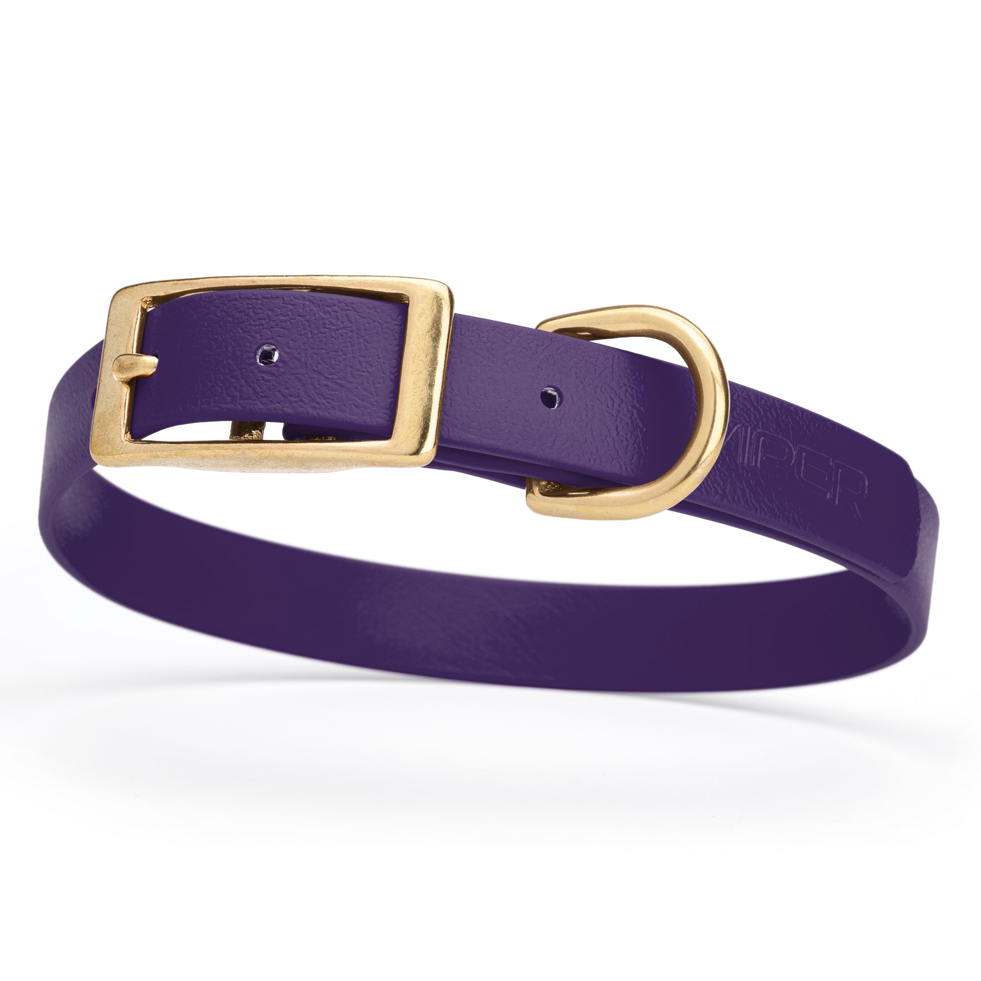 Biothane dog collar with brass buckle and D-ring, waterproof, fits medium dogs, width 3/4 inch, Violet Purple