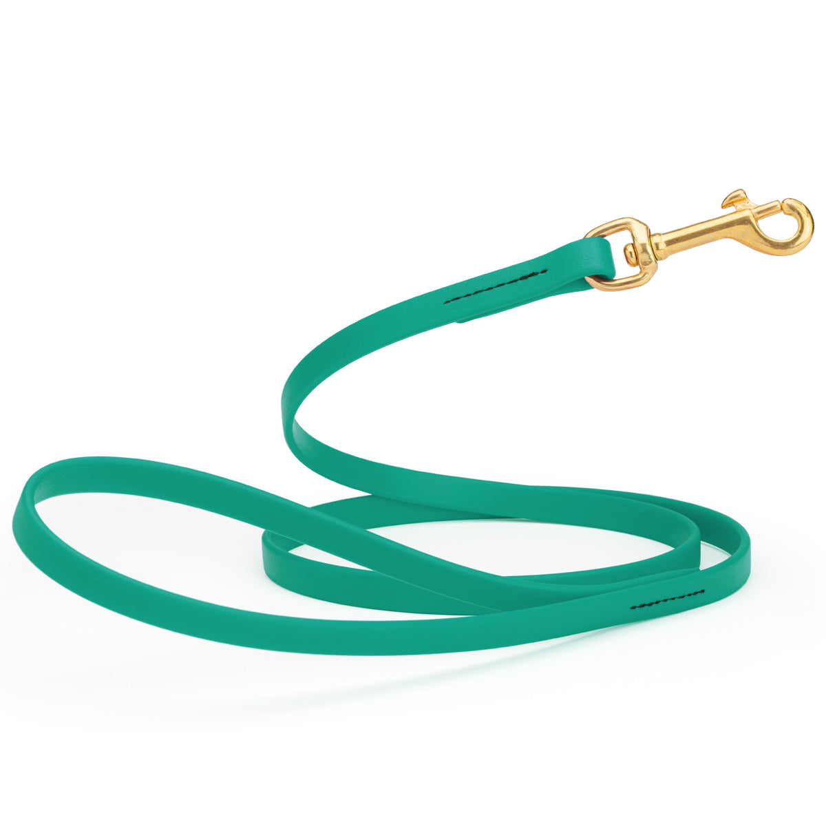 4ft dog leash made from waterproof Biothane, brass swivel clip, 1/2 inch wide, Teal