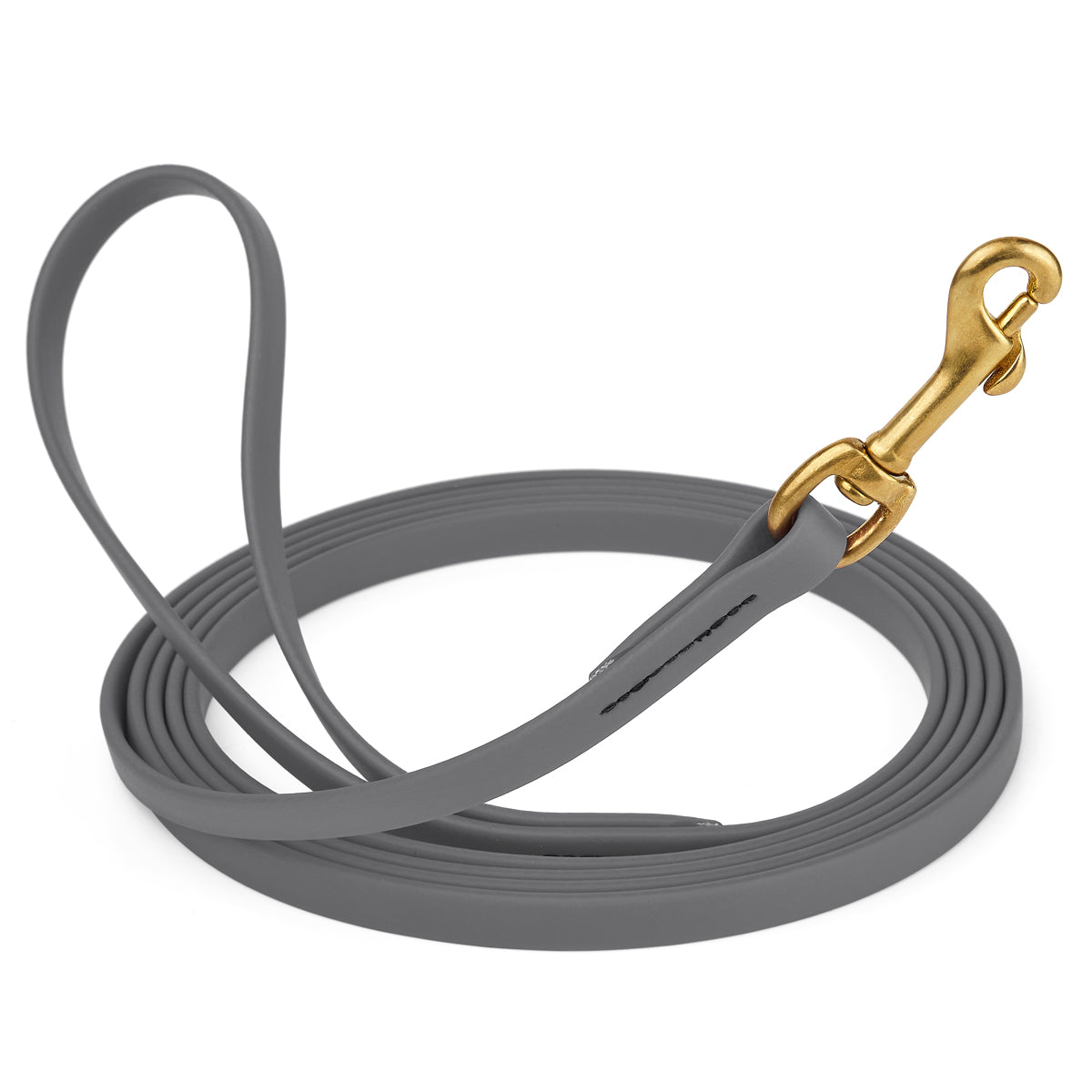 Battleship Gray Biothane leash for dogs with brass snap, length 20 feet, width 1/2 inch