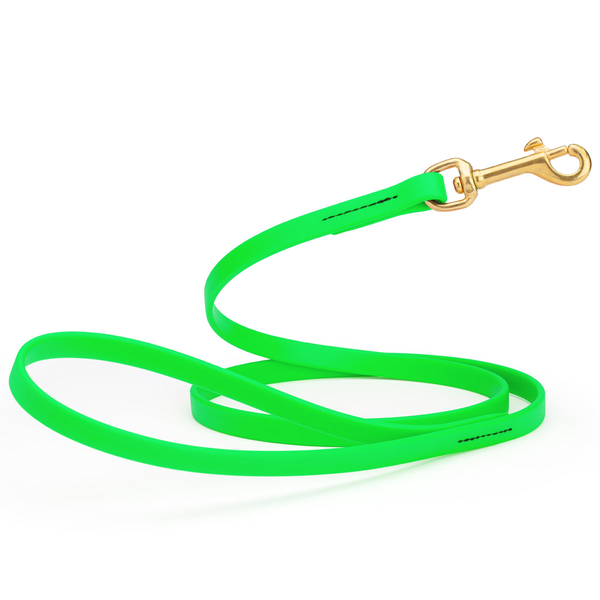 4ft dog leash made from waterproof Biothane, brass swivel clip, 1/2 inch wide, Tropical Green