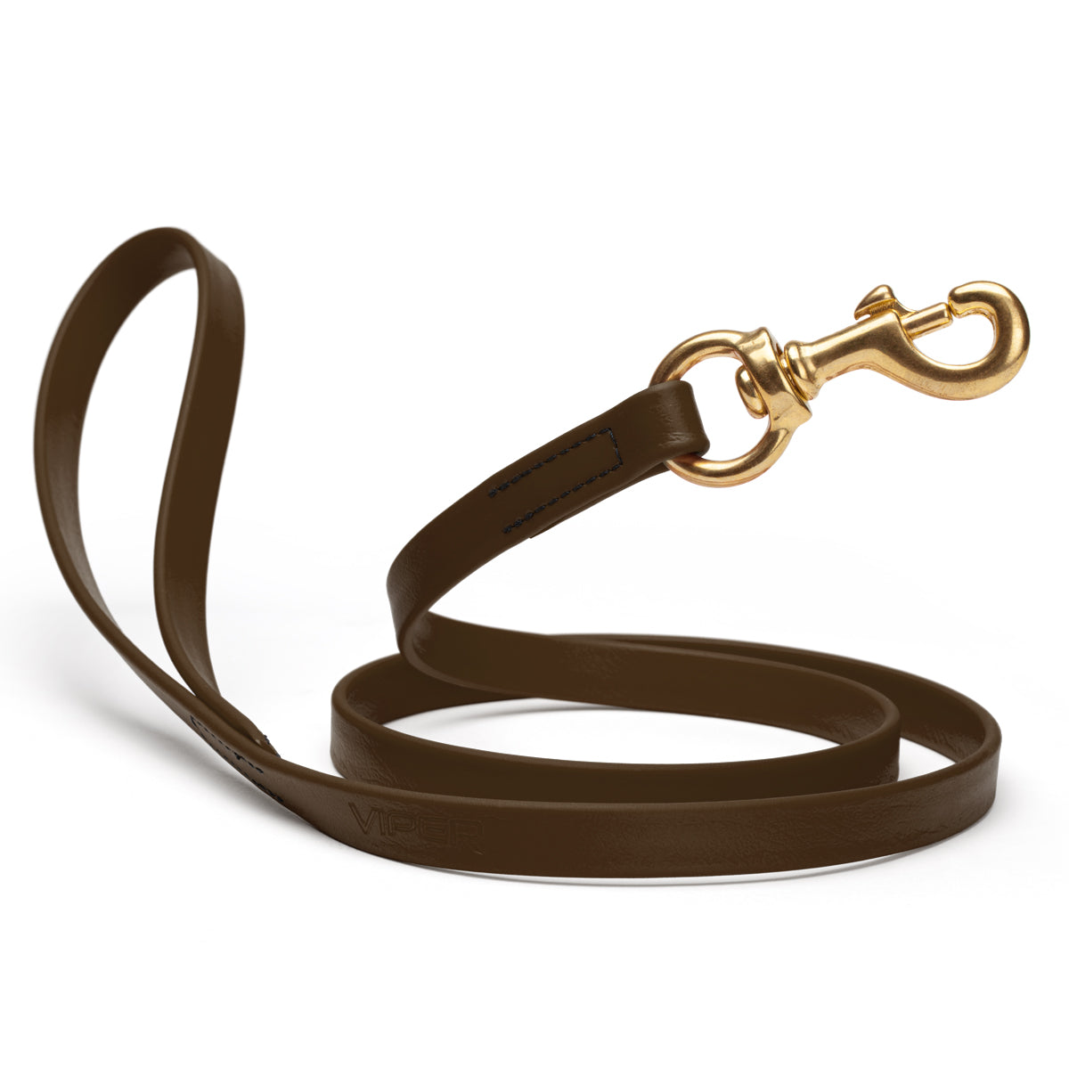 Waterproof Dark Chocolate Brown dog leash with brass swivel snap hook, 4 feet long, 5/8 or 3/4 inch wide, made from Biothane