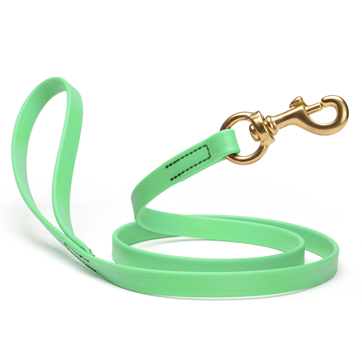 Waterproof Seafoam Green dog leash with brass swivel snap hook, 4 feet long, 5/8 or 3/4 inch wide, made from Biothane