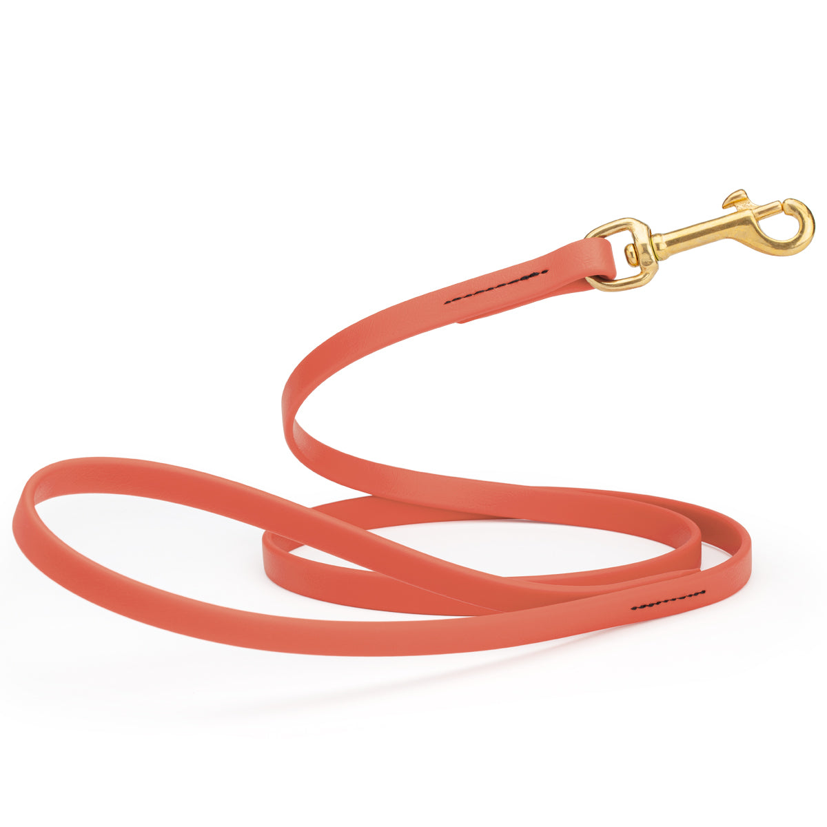4ft dog leash made from waterproof Biothane, brass swivel clip, 1/2 inch wide, Coral