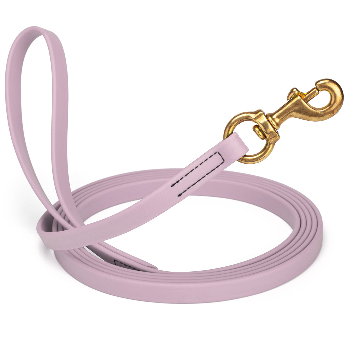 Pastel Purple waterproof dog leash, 20 ft long, 5/8 in wide, made from Biothane with brass hardware