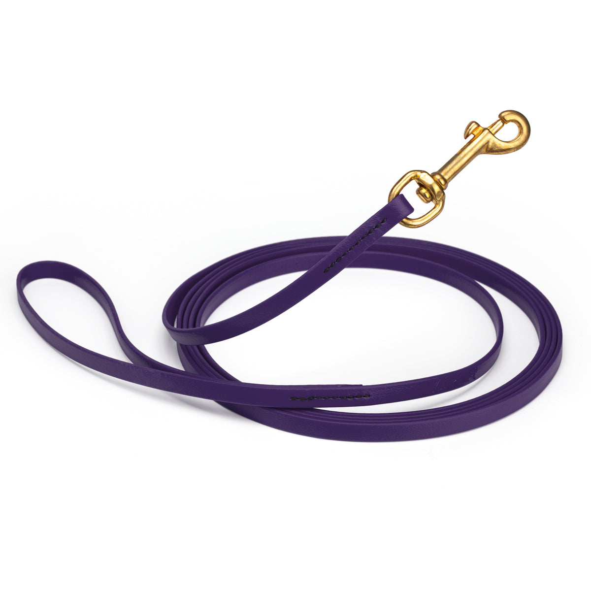 Waterproof Violet Purple dog leash, 20 ft long, 3/8 in wide, made from Biothane with brass hardware