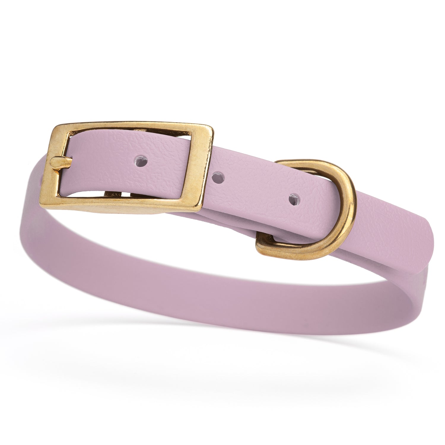 Pastel Purple collar for small dogs with brass buckle and D-ring, made from waterproof and smell proof Biothane, width 3/4 inch