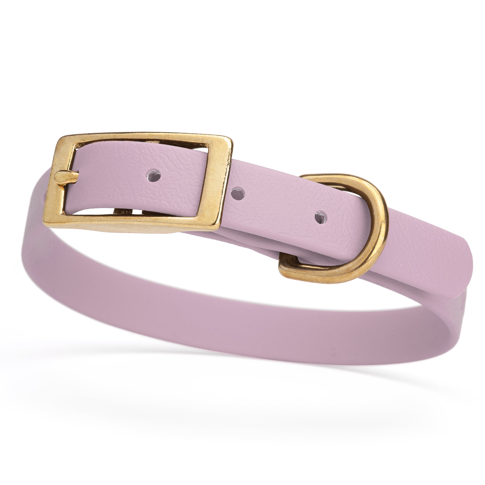 Pastel Purple collar for small dogs with brass buckle and D-ring, made from waterproof and smell proof Biothane, width 3/4 inch