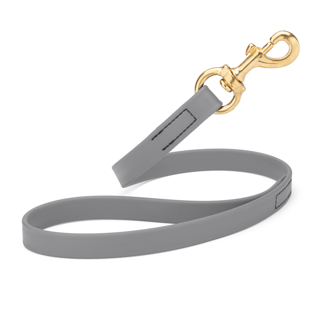 20in traffic lead with brass snap hook, Battleship Gray
