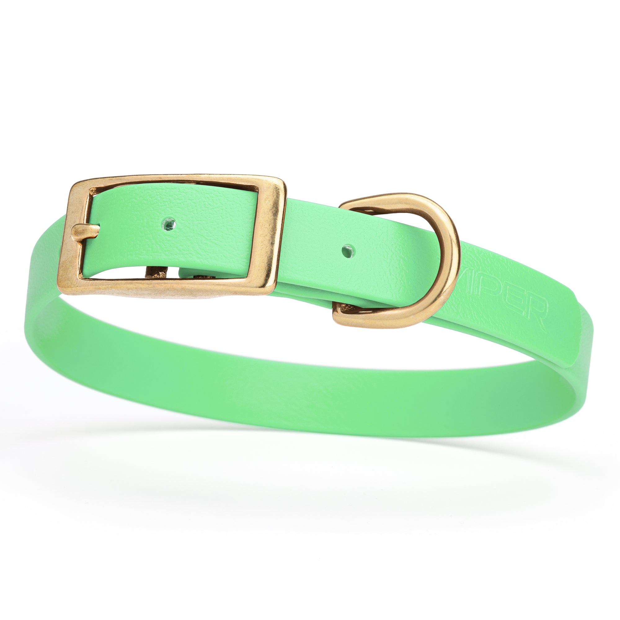 Biothane dog collar with brass buckle and D-ring, waterproof, fits medium dogs, width 3/4 inch, Seafoam Green