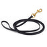 Black Biothane dog leash with brass swivel snap hook, 3/8 inch wide, 33 feet long