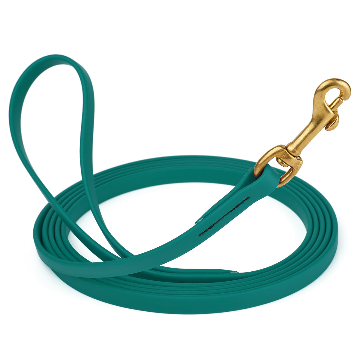 Aqua Blue Biothane leash for dogs with brass snap, length 20 feet, width 1/2 inch
