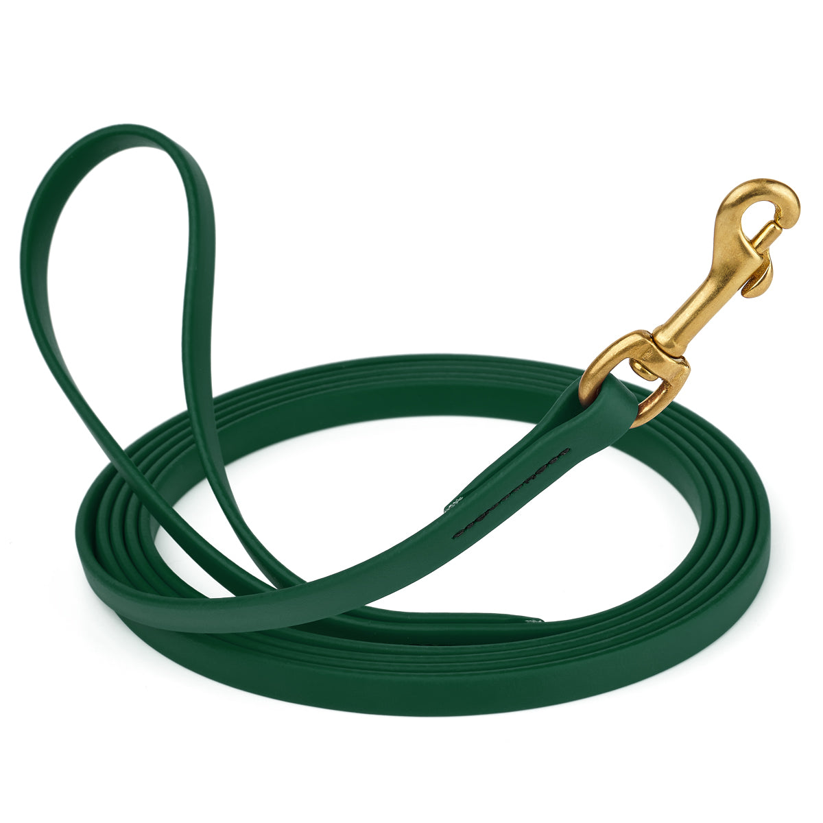 Hunter Green Biothane leash for dogs with brass snap, length 20 feet, width 1/2 inch
