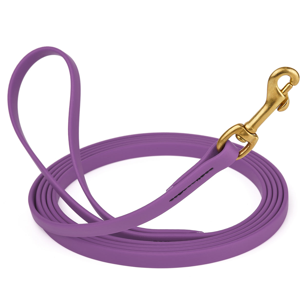 Amethyst Purple Biothane leash for dogs with brass snap, length 20 feet, width 1/2 inch