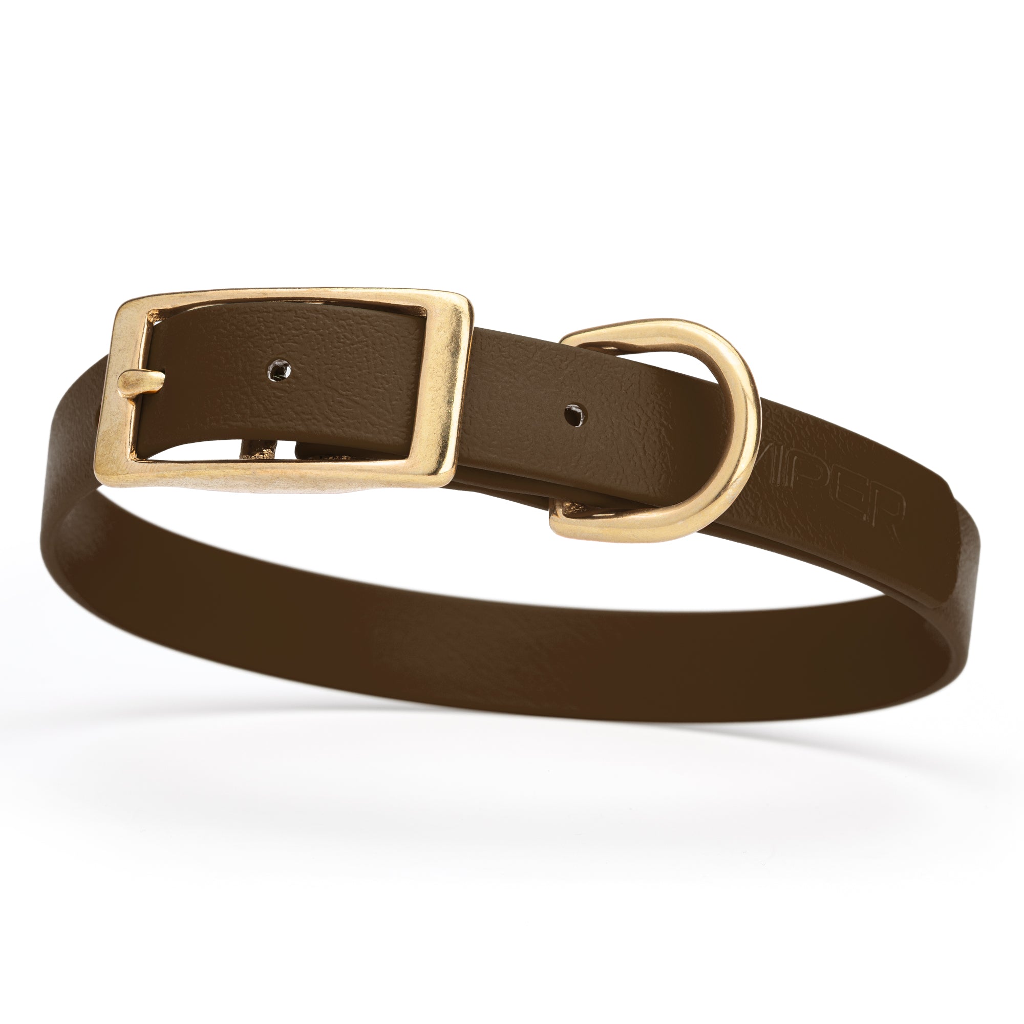 Biothane dog collar with brass buckle and D-ring, waterproof, fits medium dogs, width 3/4 inch, Dark Chocolate Brown