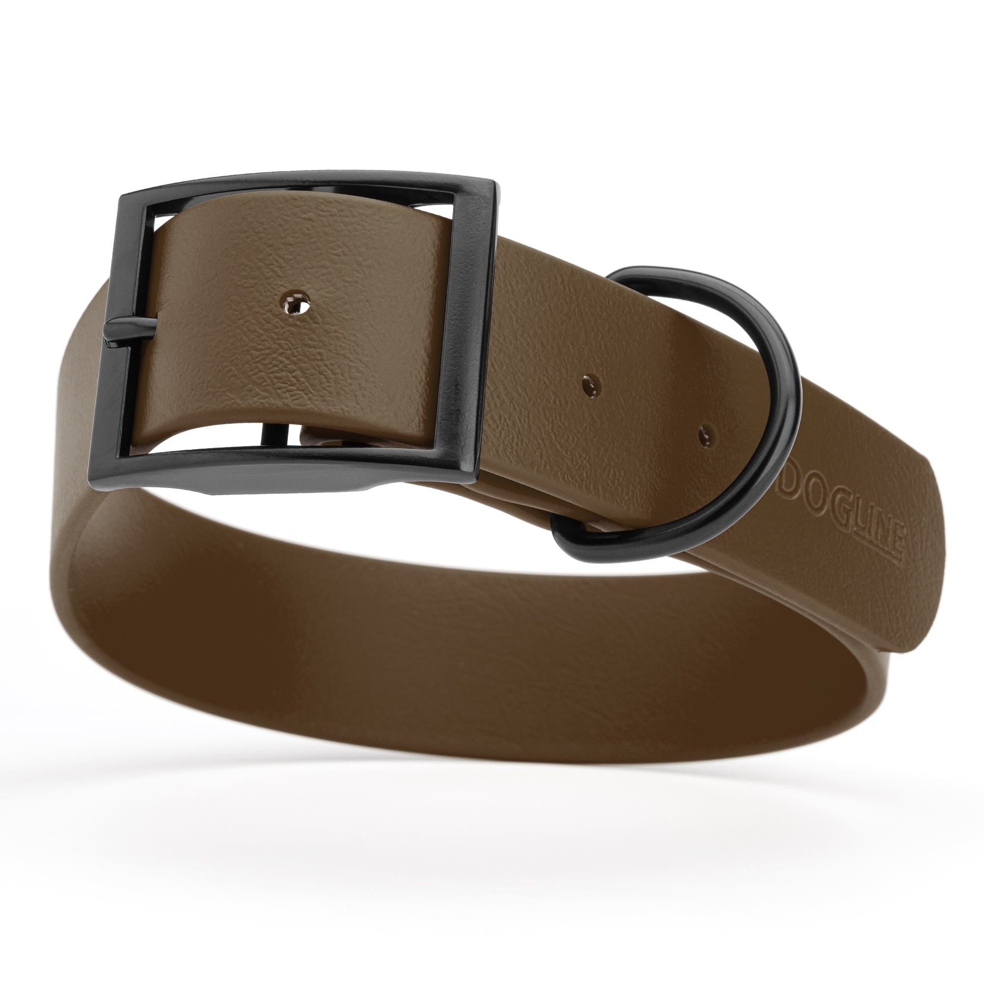 Dark Chocolate Brown Biothane waterproof collar for large and giant dogs, width 1.5 inches, black metal buckle and D-ring