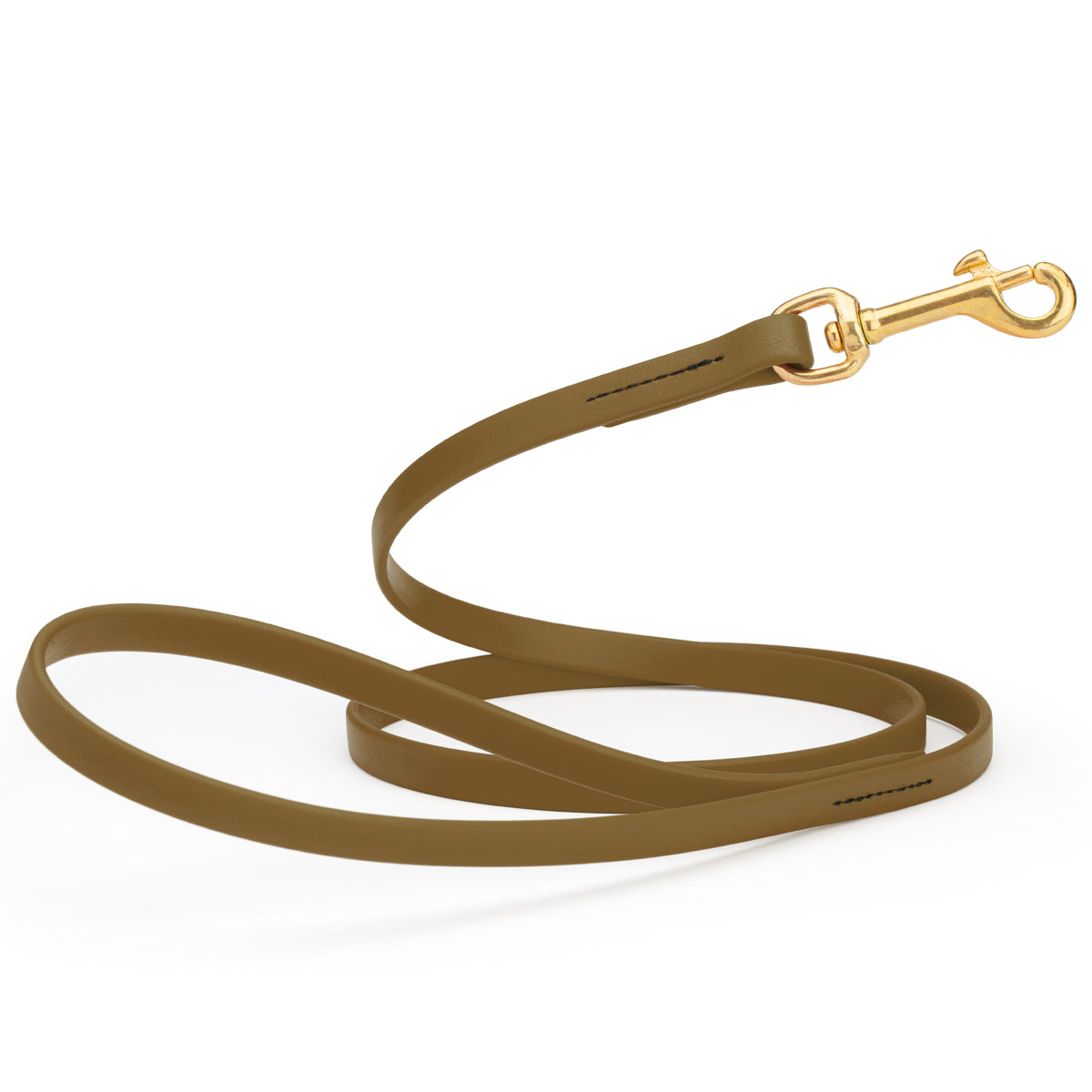 4ft dog leash made from waterproof Biothane, brass swivel clip, 1/2 inch wide, Coyote Brown