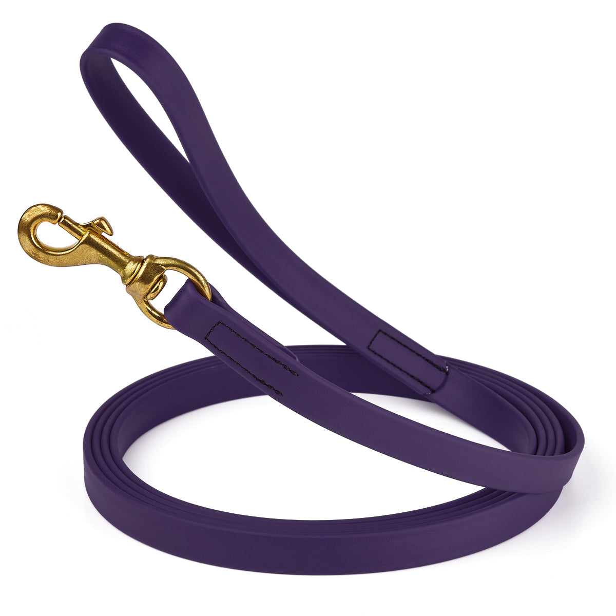 20 ft dog leash with brass snap hook, 3/4in wide, made from waterproof Biothane, Violet Purple
