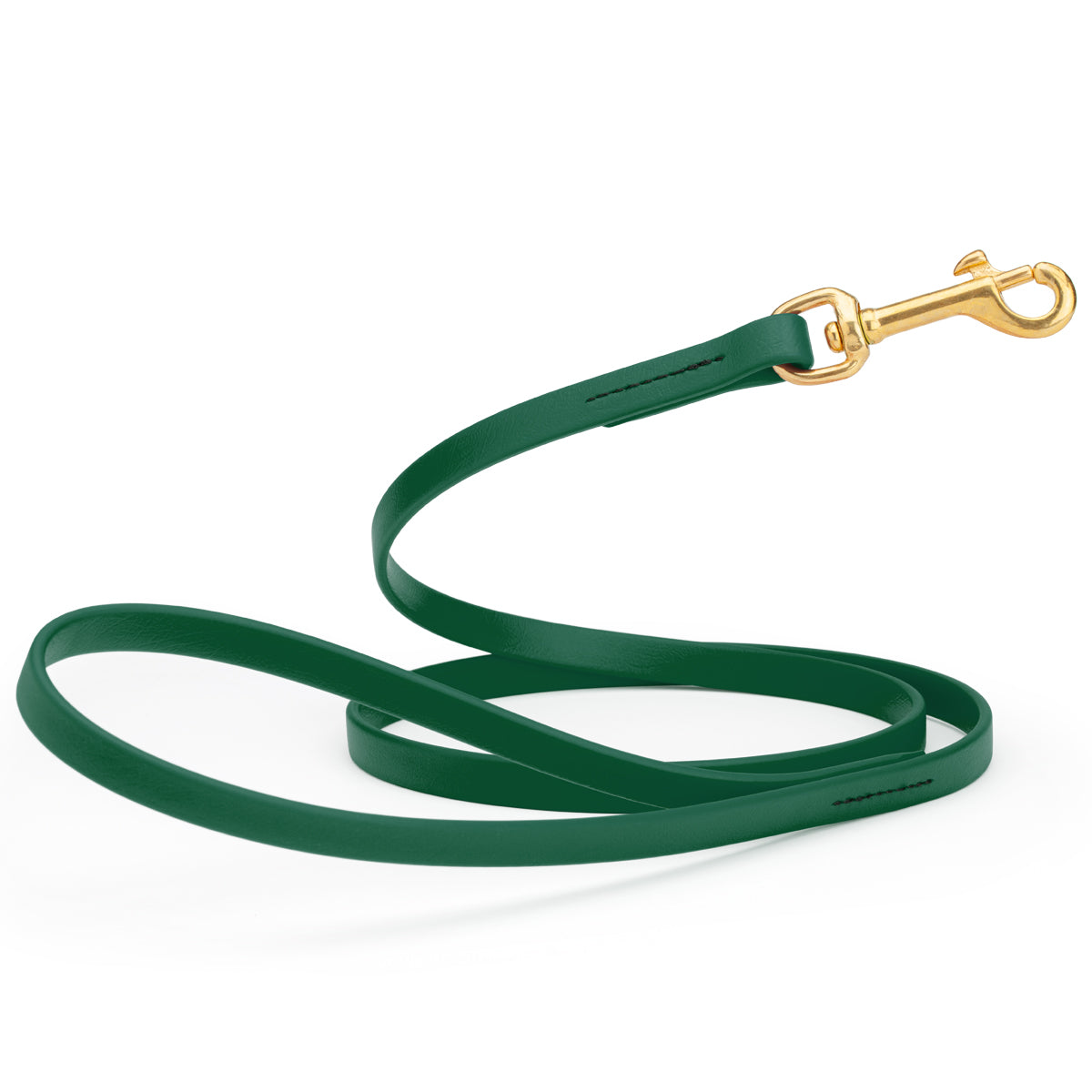 4ft dog leash made from waterproof Biothane, brass swivel clip, 1/2 inch wide, Hunter Green
